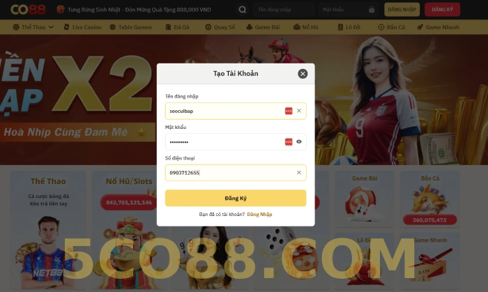 Hướng dẫn đăng ký & đăng nhập CO88 cho tân thủ 2 Đăng ký CO88