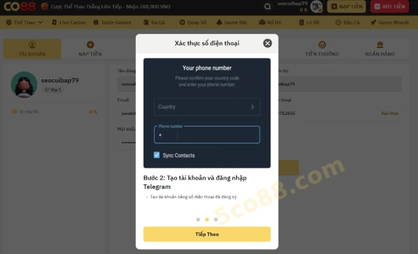 Hướng dẫn đăng ký & đăng nhập CO88 cho tân thủ 6 Đăng ký CO88