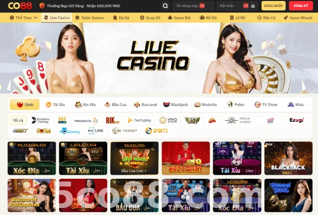 Live Casino CO88 5 live casino truc tuyen co88